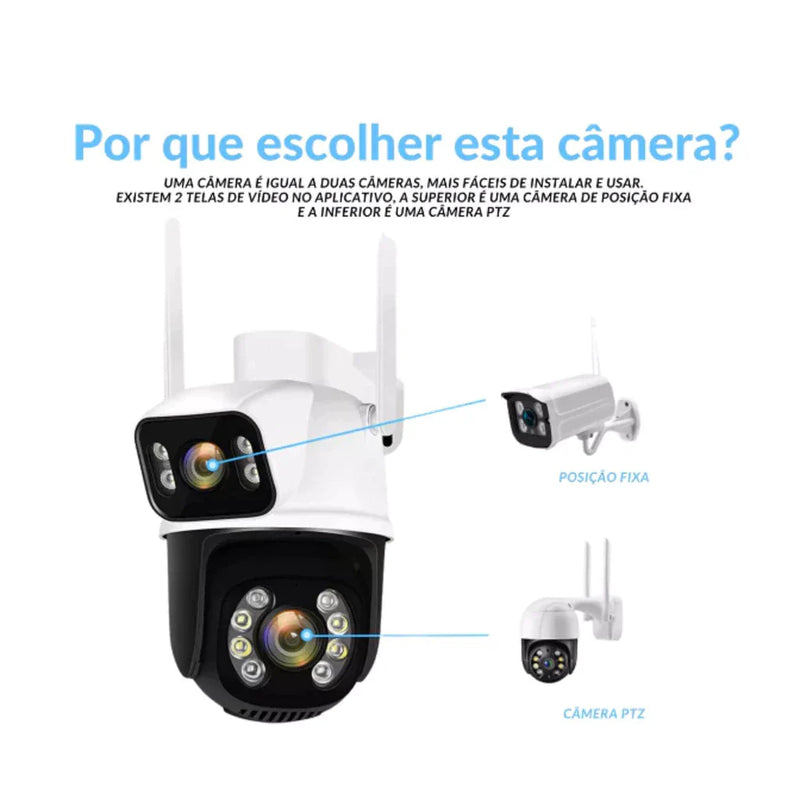 Camera Segurança Externa Lente Dupla Rastreamento Zoom A28b Wi-Fi Smart IP66 App ICSEE Envio Imediato